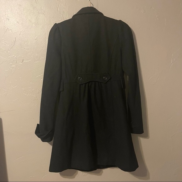 Ellison Wool Coat Ruffles Black Sz‎ Small - Picture 2 of 5